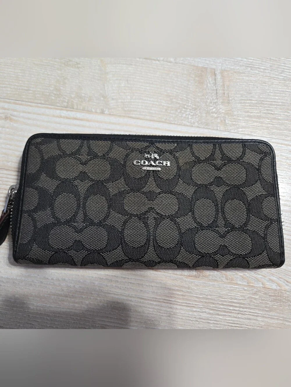 Coach Charcoal Signature Canvas Wallet
